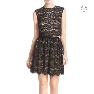 Black lace two piece dress